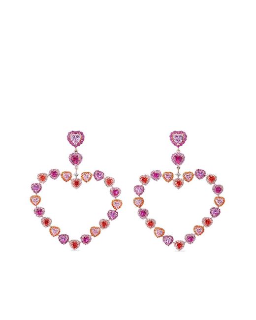 Anabela Chan 18kt rose gold vermeil Love Heart sapphire and diamond earrings