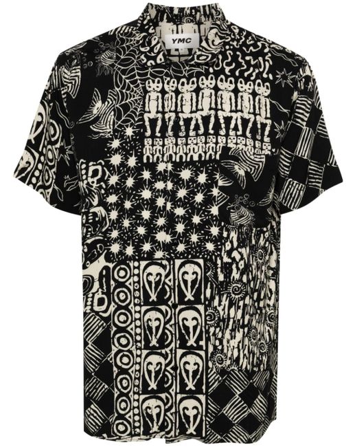 Ymc Malick graphic-print twill shirt