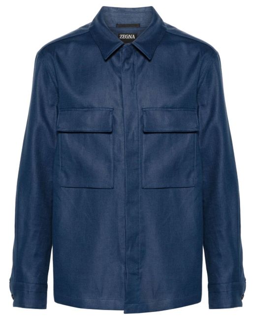 Z Zegna button-up linen shirt jacket