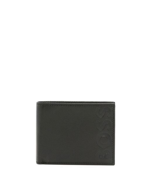 Boss logo-debossed bi-fold wallet