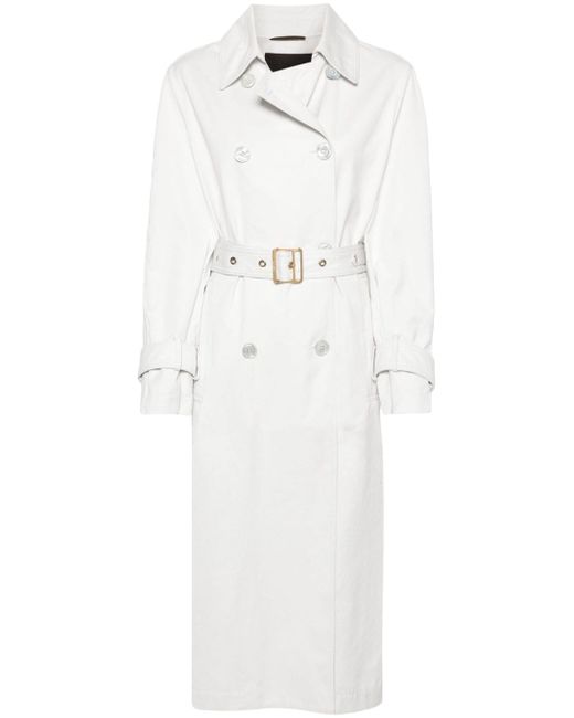 Moorer twill double-breasted trench coat