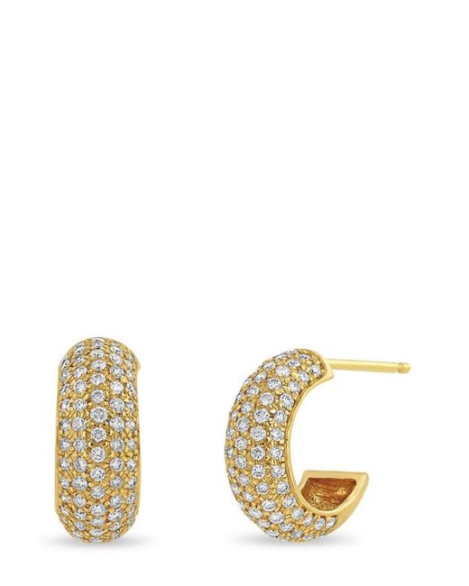 Zoe Chicco 14kt yellow half diamond hoop earrings