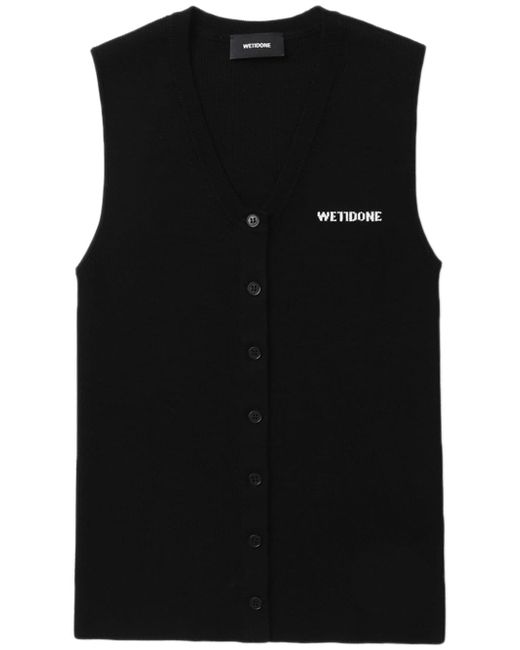 We11done logo-intarsia knitted vest