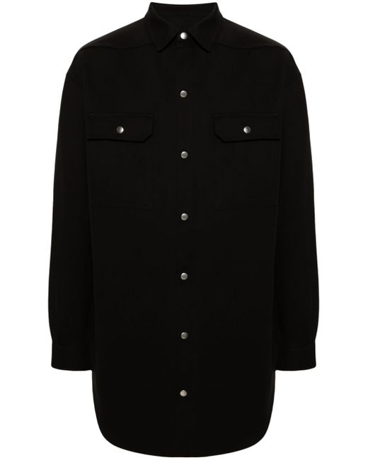Rick Owens classic-collar silk blend coat