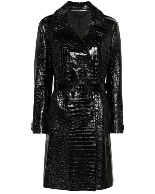 Tom Ford crocodile-effect leather trench coat