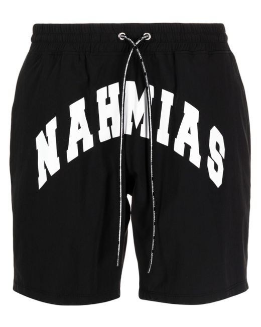 Nahmias logo-print drawstring-waist track shorts