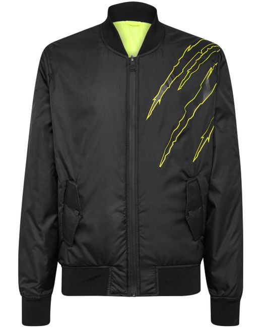 Plein Sport logo-print zipped bomber jacket
