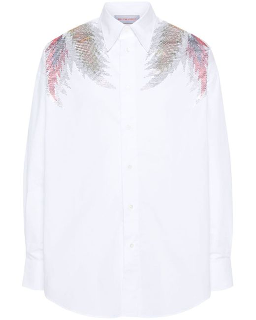 Bluemarble rhinestone-wings poplin shirt