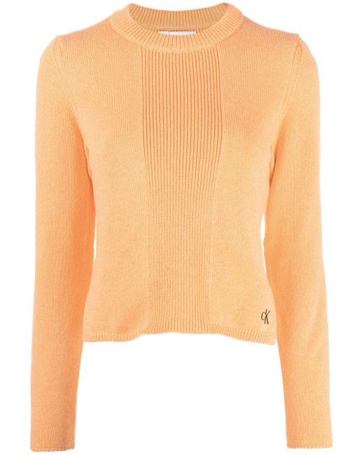 Calvin Klein ribbed-detail recycled-cotton jumper
