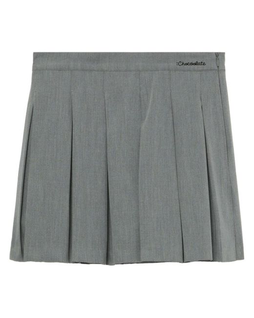 Chocoolate logo-print pleated miniskirt