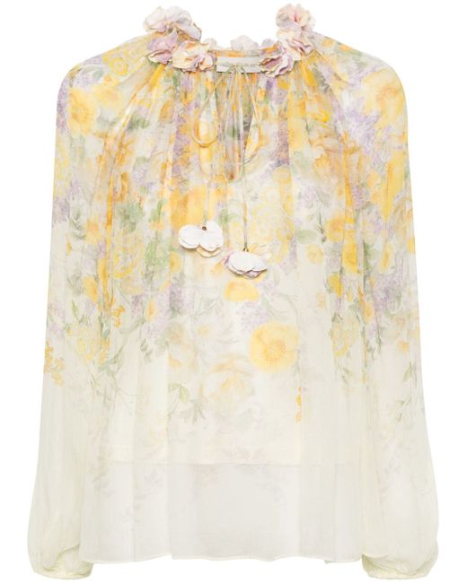 Zimmermann Harmony Billow floral-print blouse