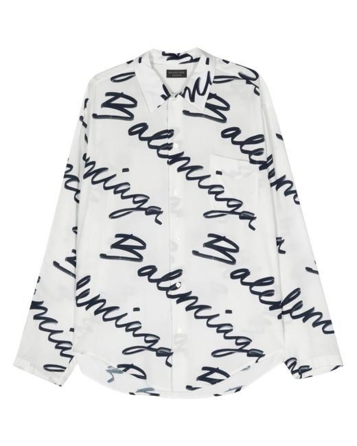 Balenciaga logo-print poplin shirt