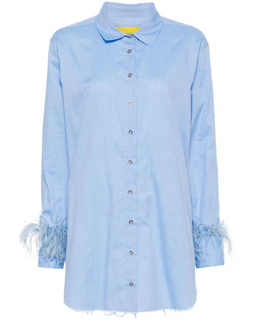 Marques'Almeida feather-trim cotton-poplin shirt