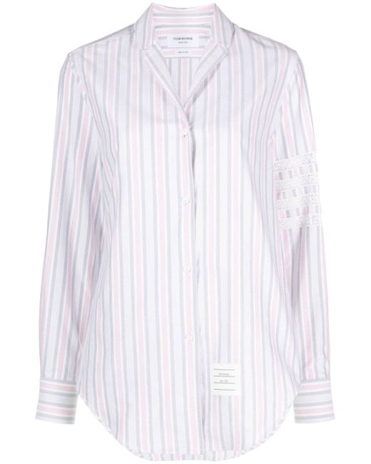 Thom Browne 4-bar stripe long-sleeved shirt