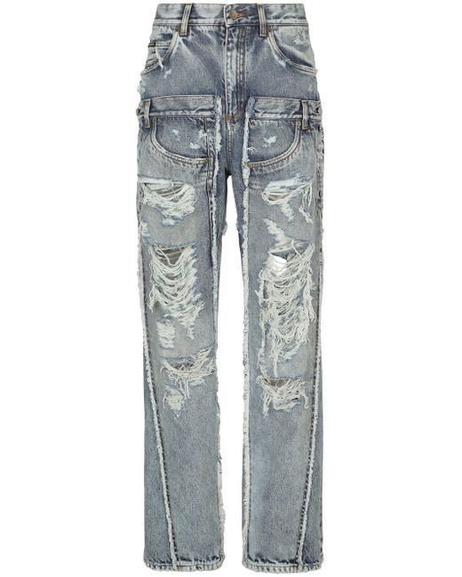 Dolce & Gabbana KIM distressed patchwork-denim jeans