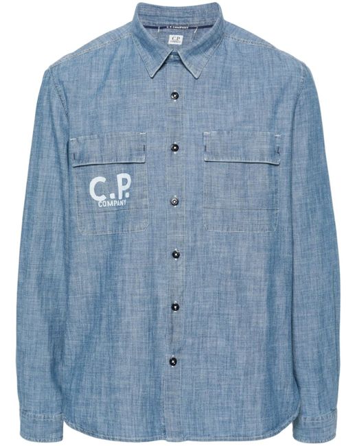 CP Company logo-print chambray shirt