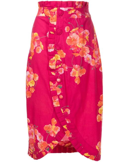 Isolda Tarsila floral-print wrap skirt