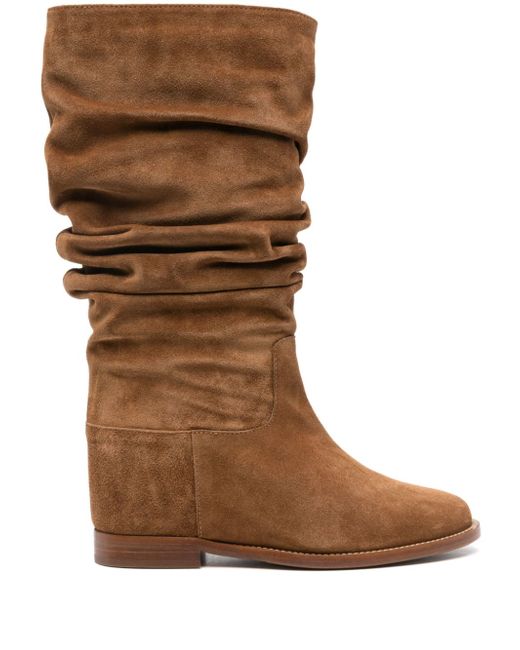 Via Roma 15 ruched suede flat boots