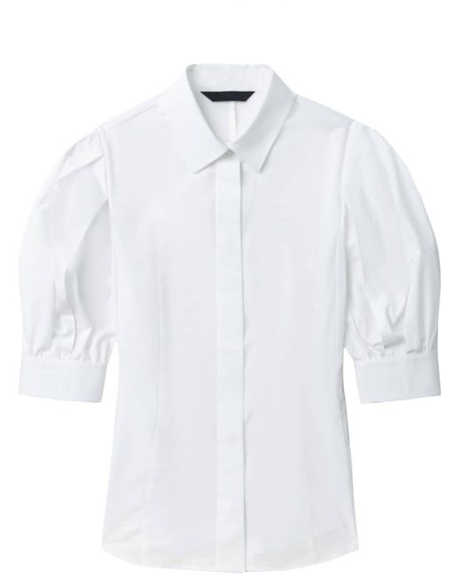 Juun.J puff-sleeve cotton-blend blouse