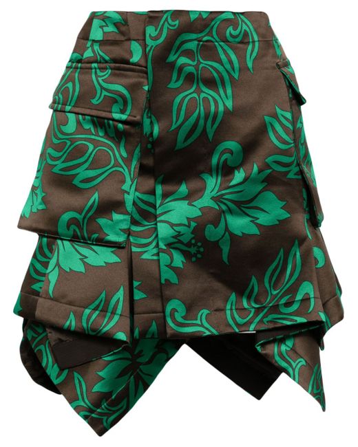 Sacai asymmetric floral-print skirt