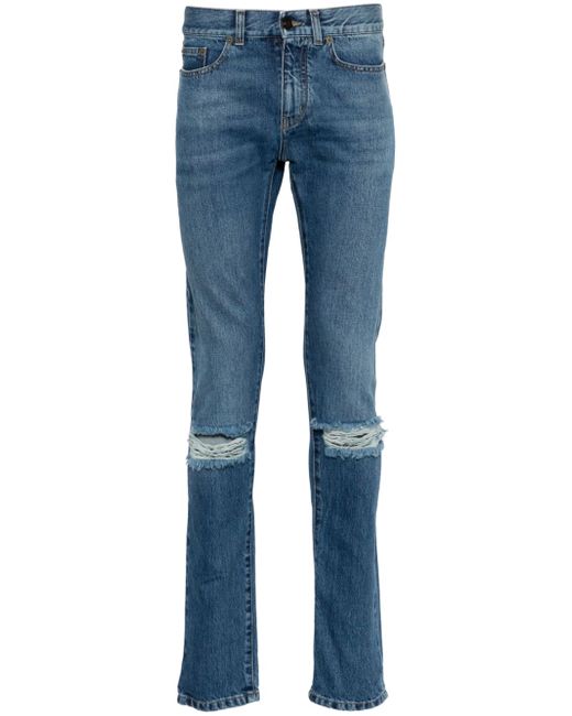 Saint Laurent ripped-detail slim-fit jeans