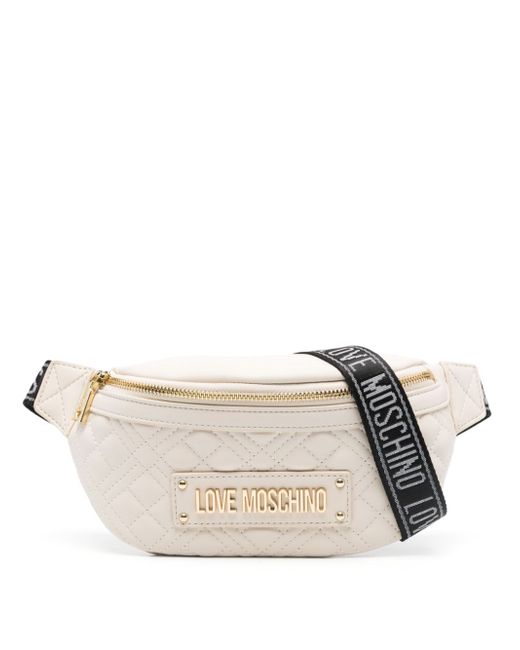 Love Moschino logo-lettering quilted belt bag