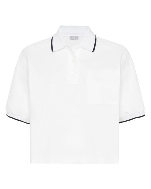 Brunello Cucinelli contrasting-trim cropped polo shirt
