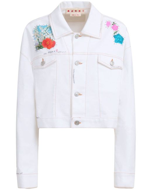 Marni appliqué-detail logo-embroidered jacket