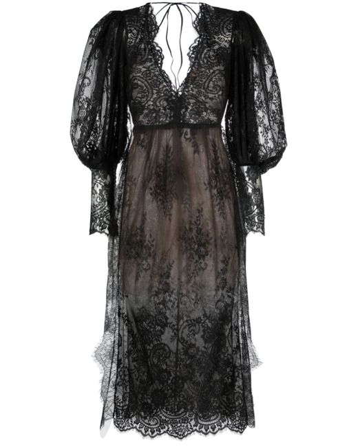 Ana Radu lace-panelling midi dress