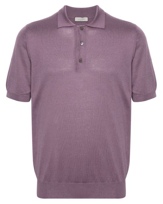 Canali cotton-blend knitted polo shirt
