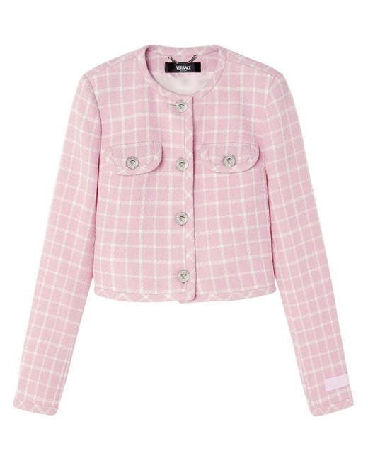 Versace Medusa Head-buttons checked cropped jacket
