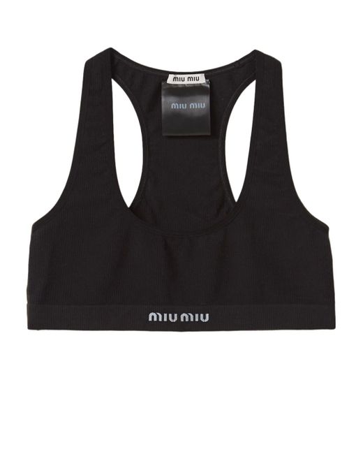 Miu Miu logo-print seamless sports bra