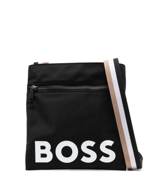 Boss logo-print messenger bag