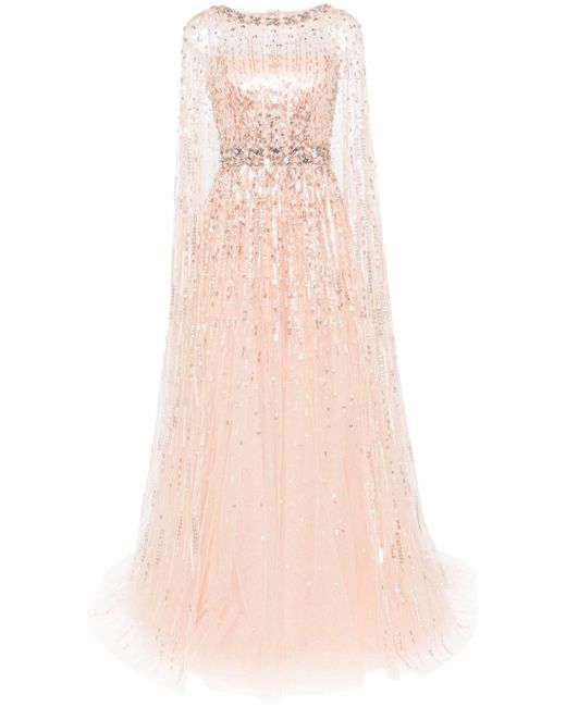 Jenny Packham Starling sequin-embellished cape gown