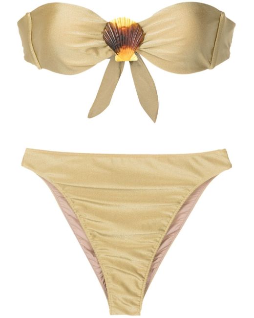 Adriana Degreas shell-appliqué high-waist bikini set