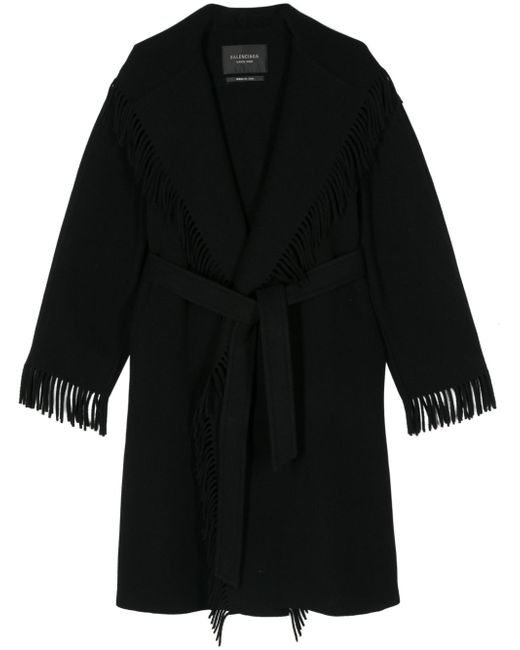 Balenciaga fringed-edge wool coat
