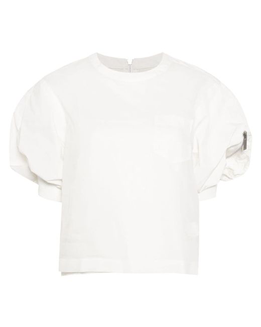 Sacai puff-sleeved panelled blouse