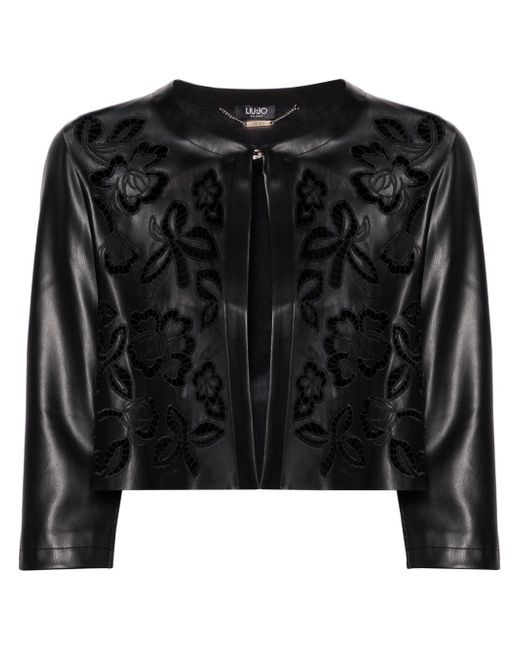 Liu •Jo guipure lace-detailing cropped jacket