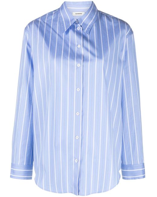 Sandro lace-detailing striped shirt