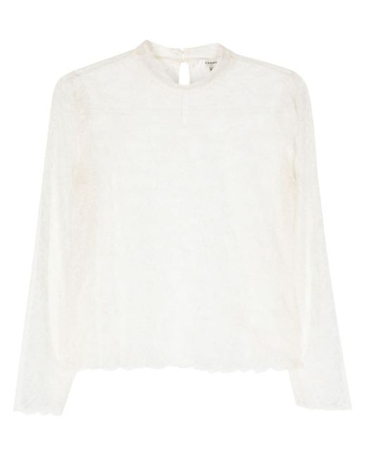 Frame mock-neck lace blouse
