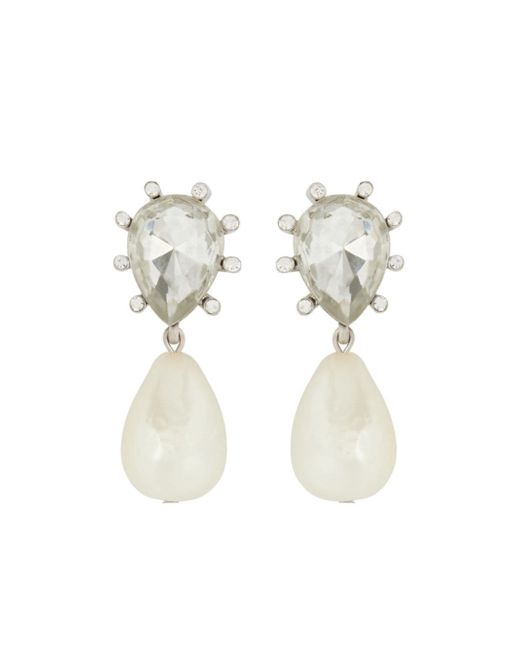 Oscar de la Renta crystal-embellished pearl earrings