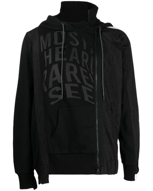 Mostly Heard Rarely Seen Track asymmetric panelled hoodie
