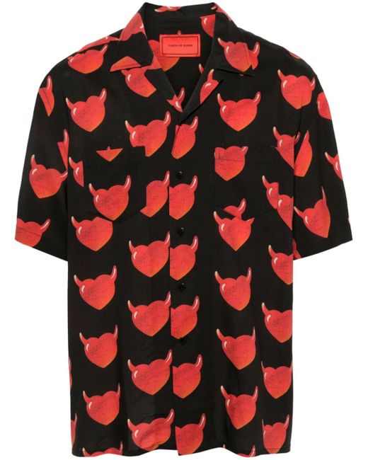Vision Of Super Vos heart-print bowling shirt