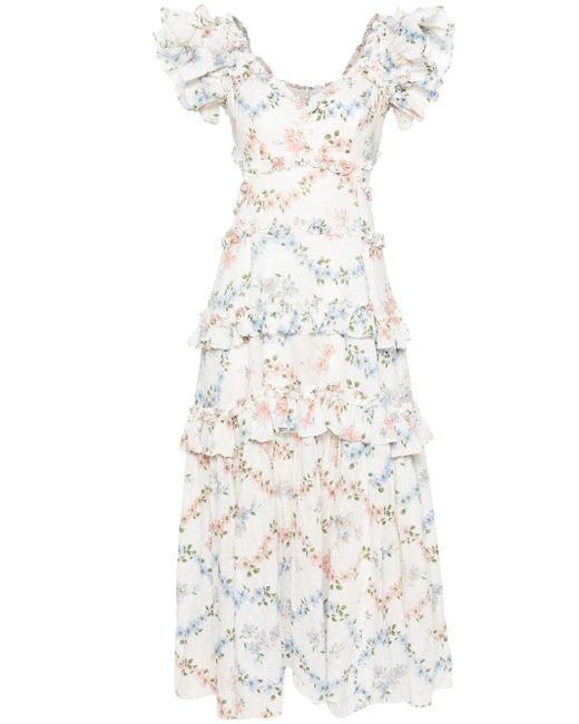 needle & thread floral-print cotton maxi dress
