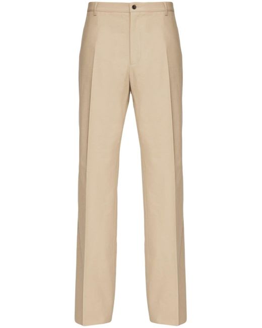 Ferragamo pressed-crease cotton straight-leg trousers