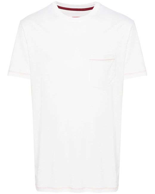 Isaia contrast-stitching jersey T-shirt