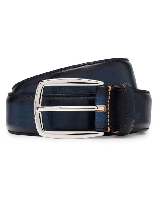Boss contrast-stitch leather belt