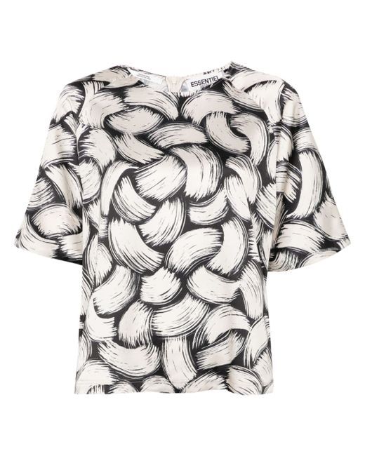 Essentiel Antwerp abstract-print satin blouse