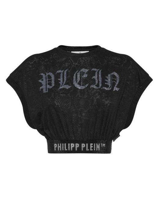 Philipp Plein crystal-embellished cropped T-shirt