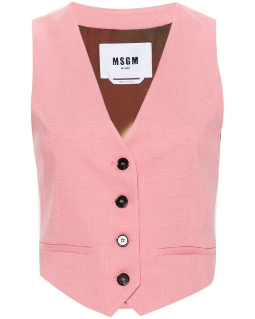 Msgm cropped textured waistcoat